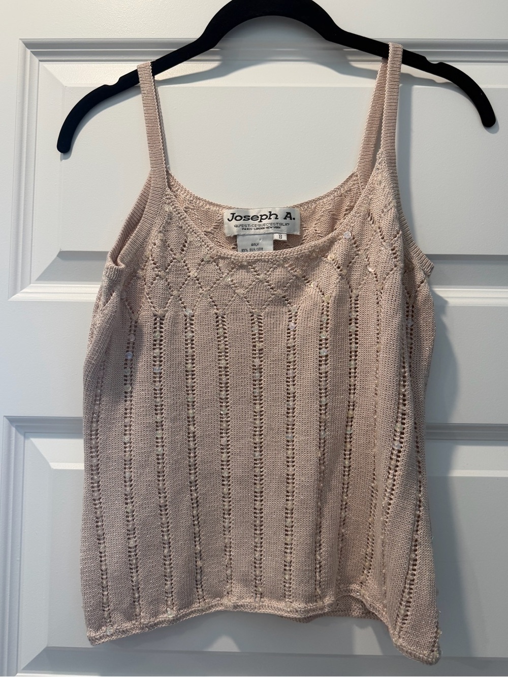 Joseph A. Silk Blend Knit Tank with Sequins Beaded Embellished